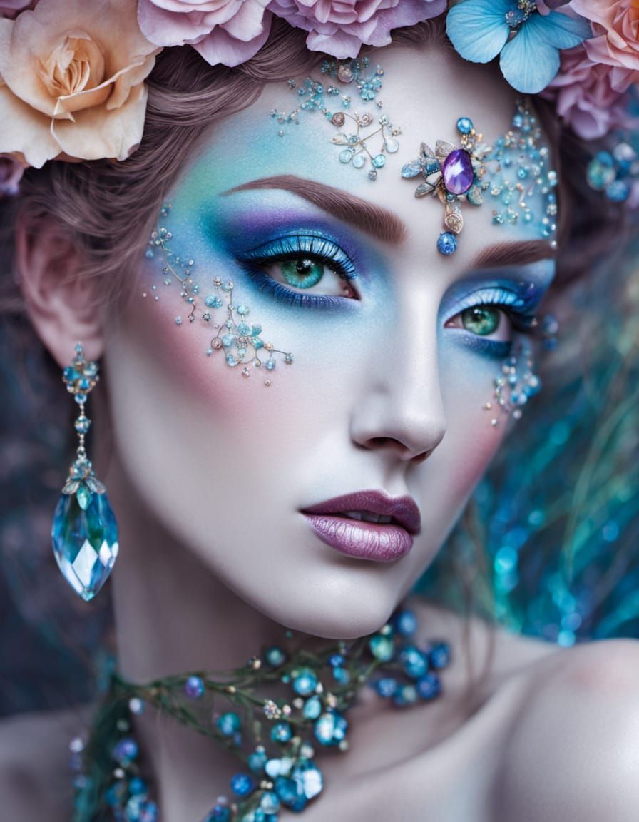 Fairy Nymph Princess Portrait in Polychromatic Fantasy Art