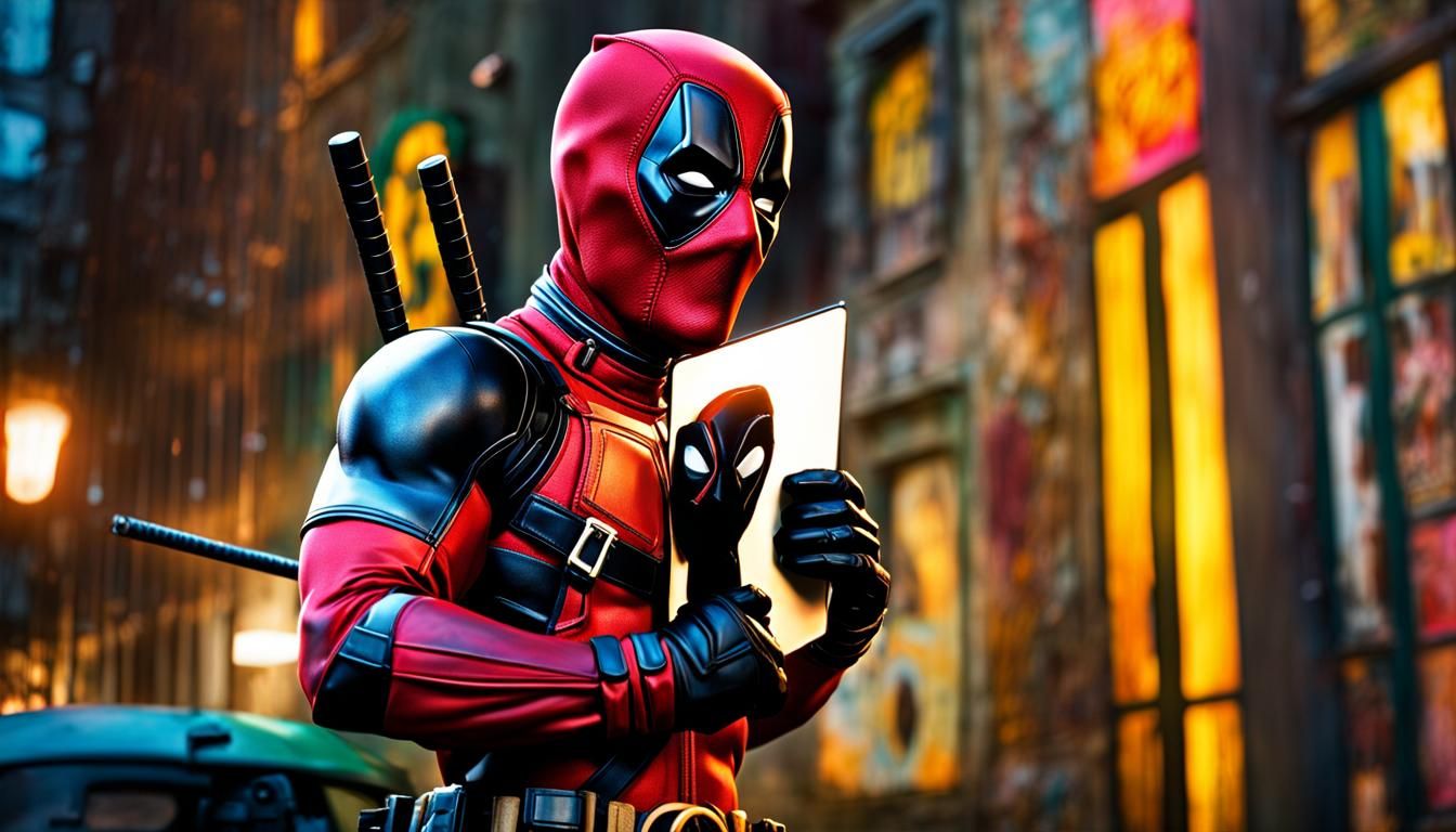 Deadpool Jumps from Window in Klimt-inspired Action Painting