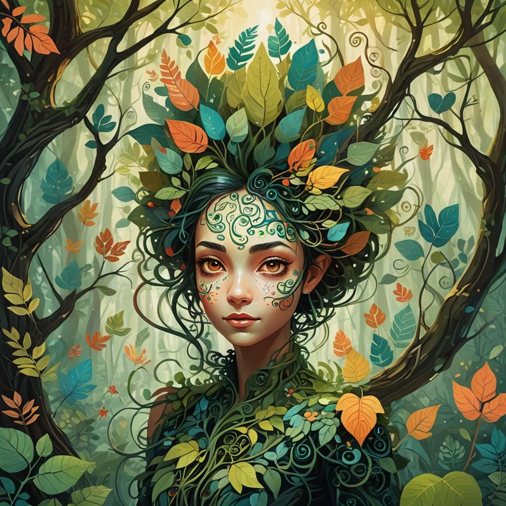 Whimsical Plant Creature in Lush Forest