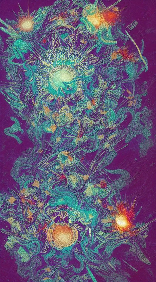 Intricate Mandala Painting with Exploding Fragments