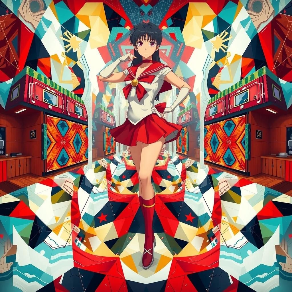 Sailor Mars Cubist Heroine in Kaleidoscope