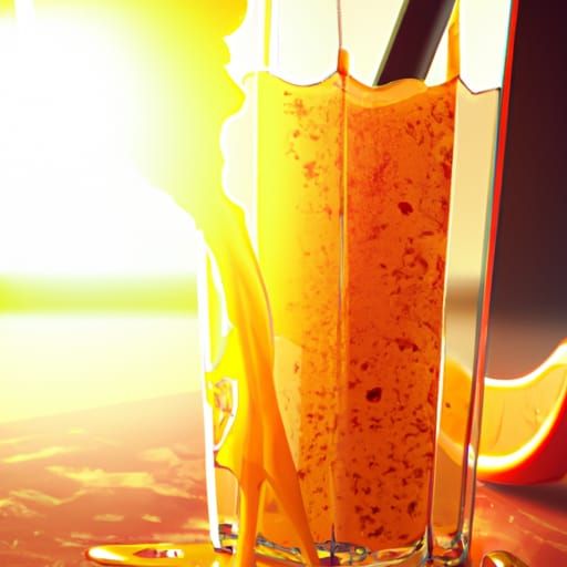Orange Juice Still Life in Hyperdetailed Digital Art