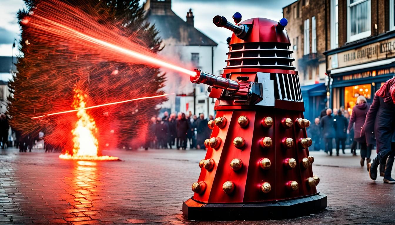 Red Dalek Vs The Town Christmas tree