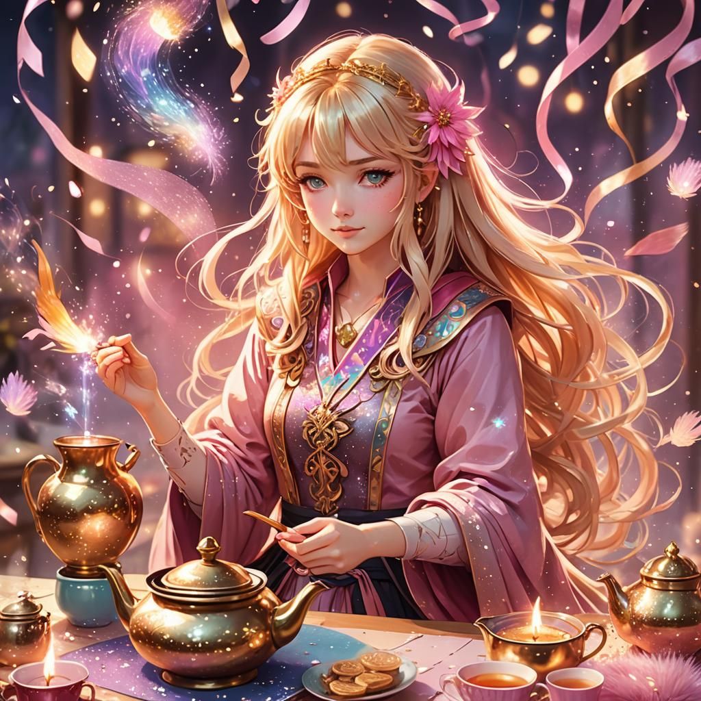 Magical Anime Tarot Reader with Phoenix Wand