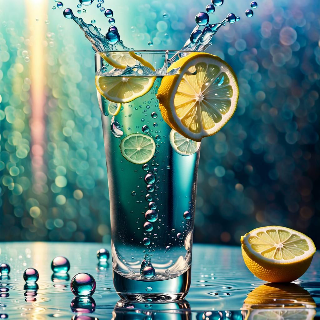 A TALL GLASS OF CARBONATED  ICE WATER