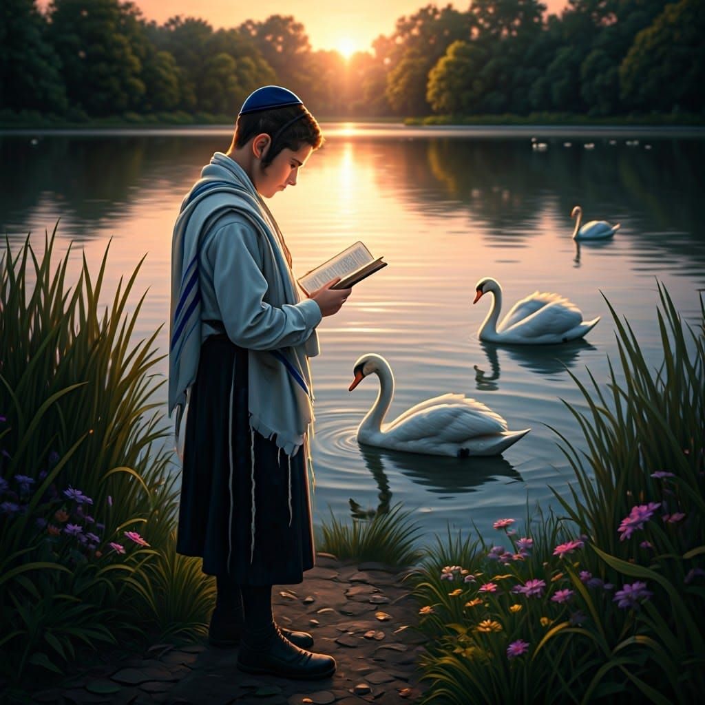 Ultra-Orthodox Boy in Deep Spiritual Connection with Nature