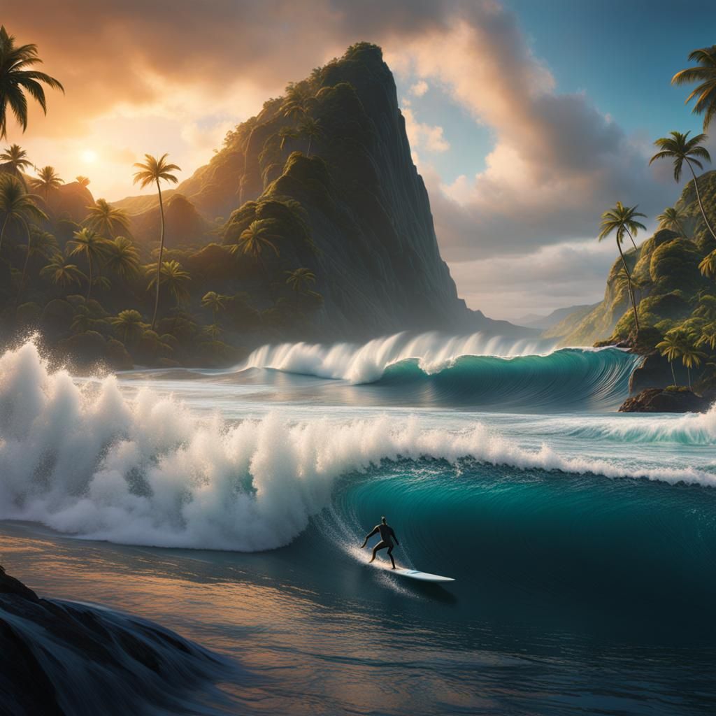 Surfing: Detailed Matte Painting in Deep Color
