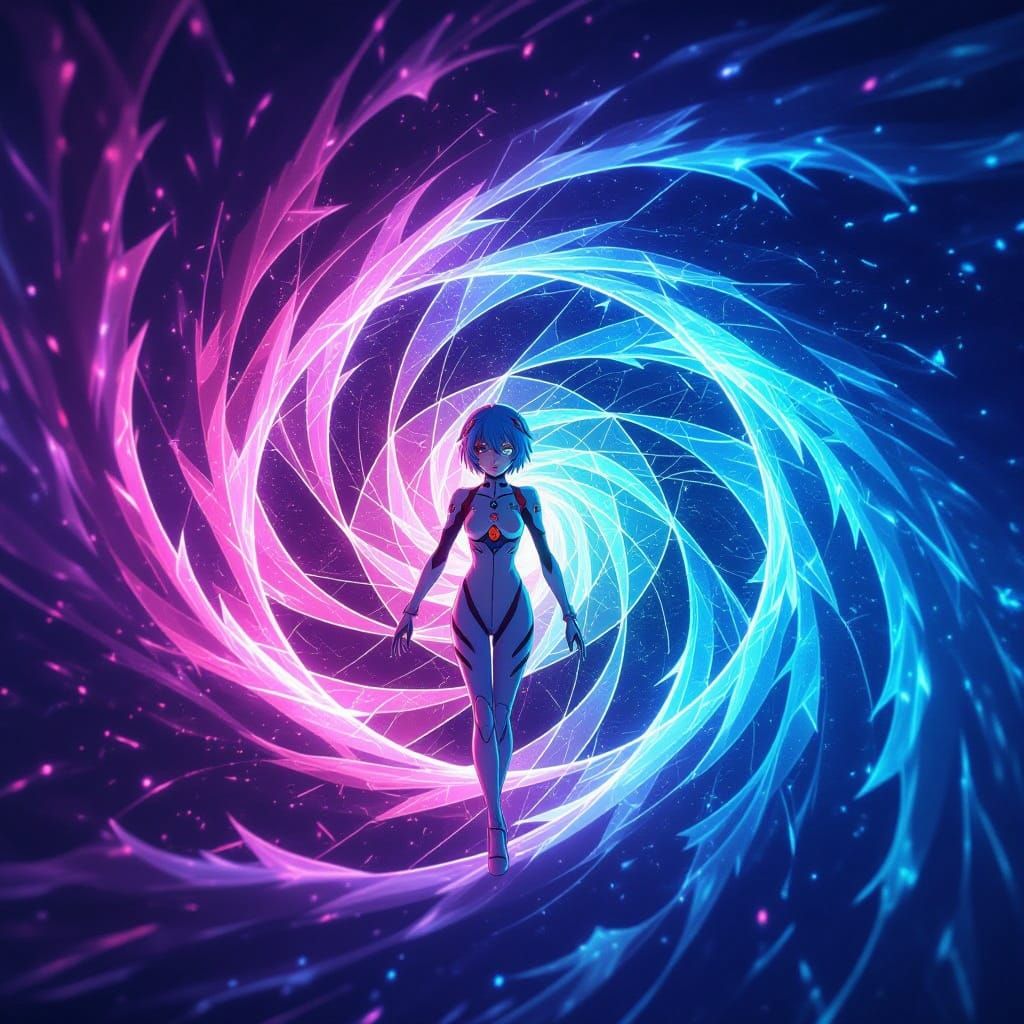 Rei Ayanami Enters Cosmic Infinity in 3D Anime Style