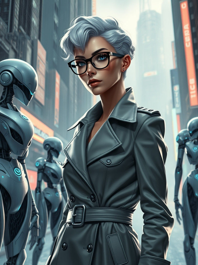 Cyberpunk Detective in Futuristic Cityscape