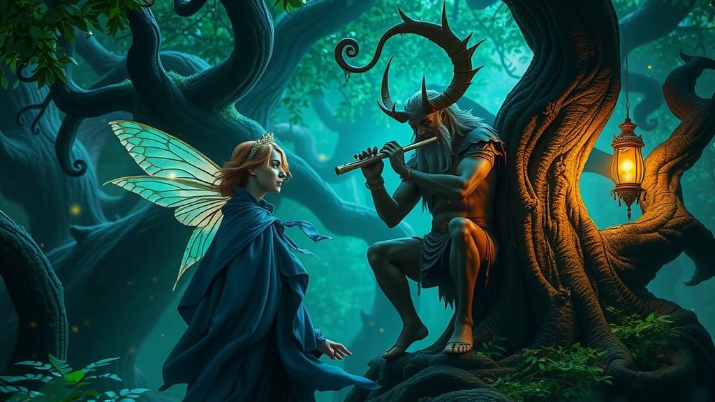 Fairy teaches to play the flute