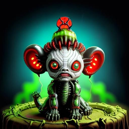 Gothic Cyberpunk Cenobite in Grisly Hyperrealistic Art