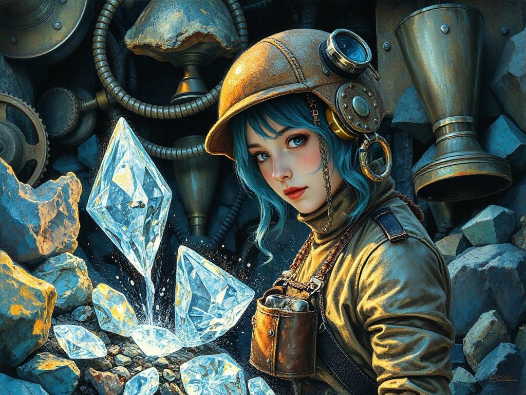 Steampunk Girl Unveils Glittering Diamond Mine in Intricate ...