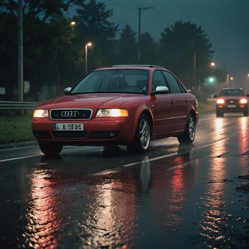 Red Audi A4 B5 Races at Night: Cinematic Film