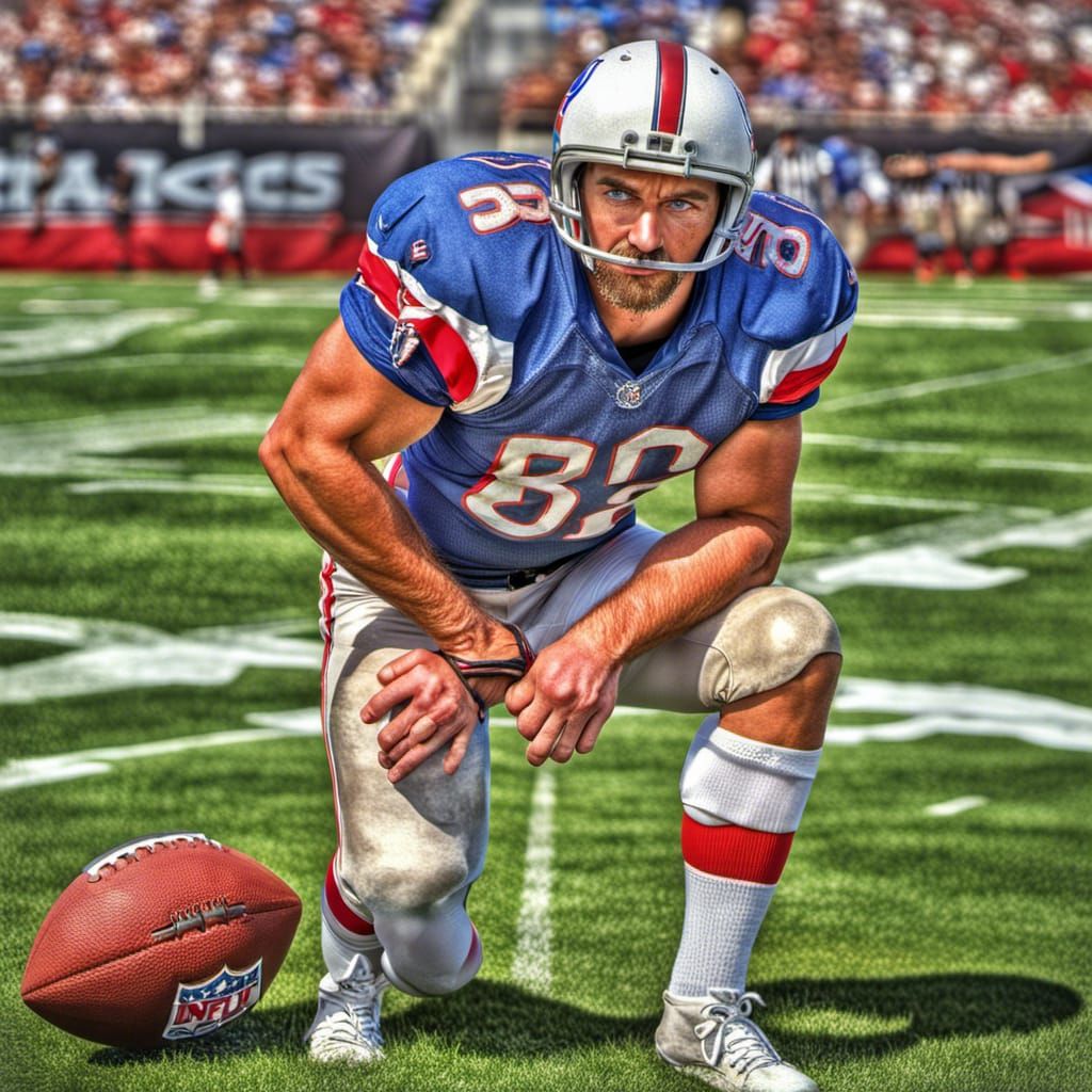 Hyperrealistic NFL Player on the Football Field