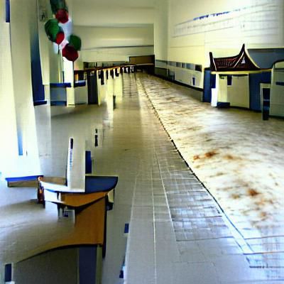 Empty School Hallway Perspective