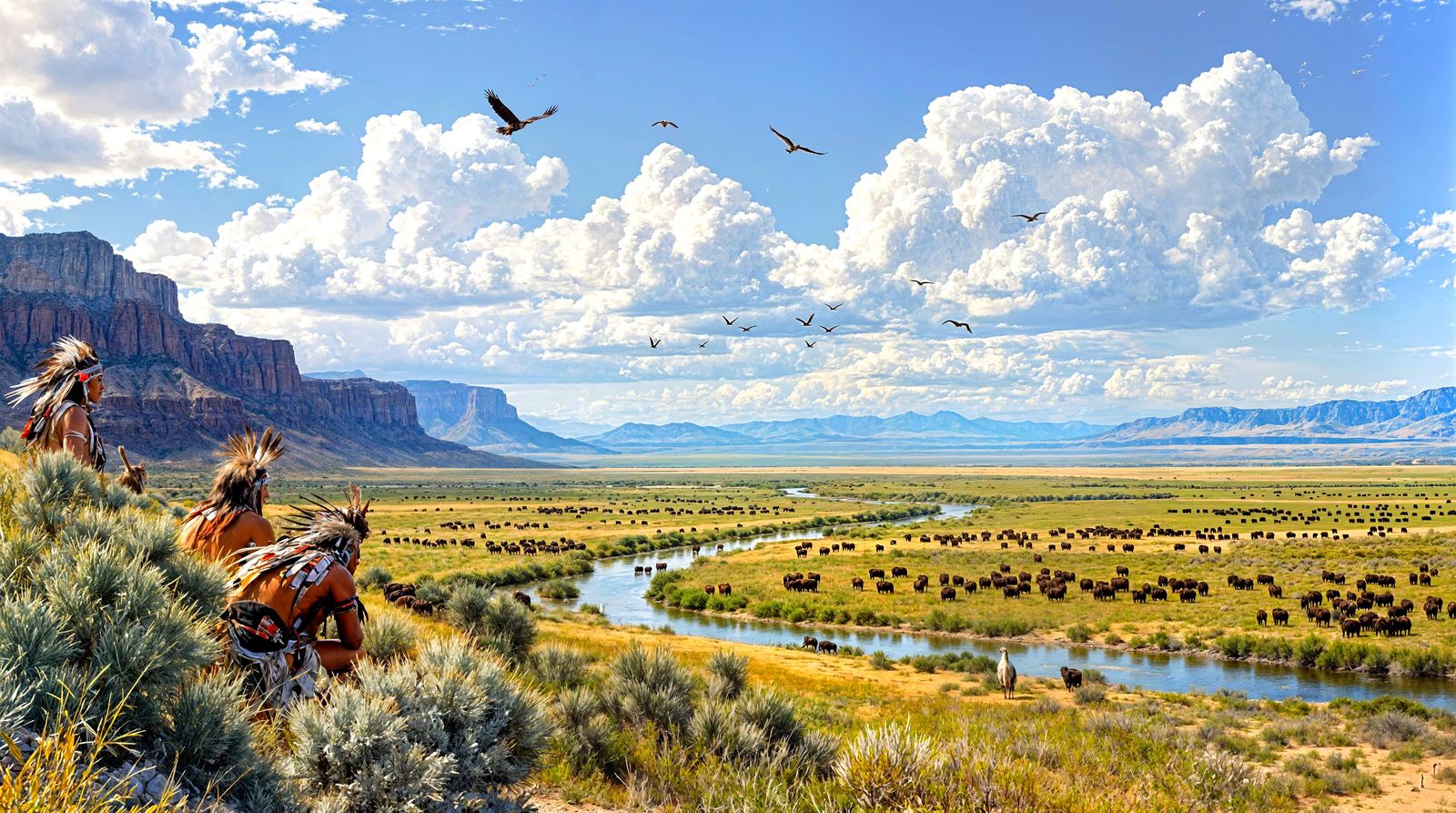 Lakota Warriors in the American Bison's Domain