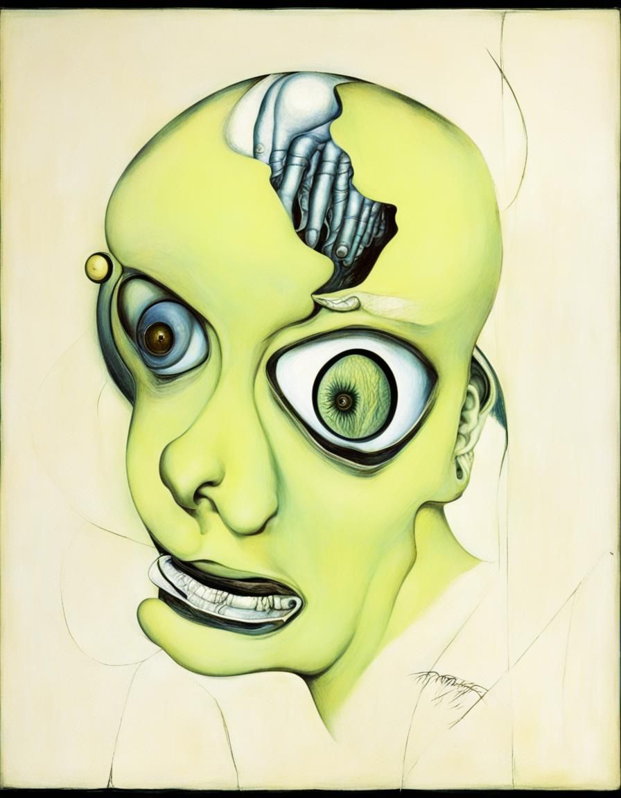 Surreal Biomechanical Landscape in Giger-Ernst Style