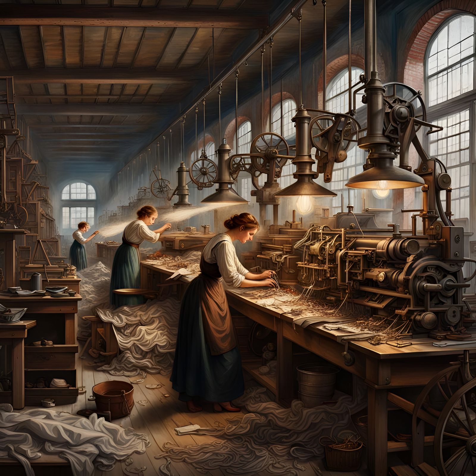 Textile Factory, 1900s: Labor and Machinery