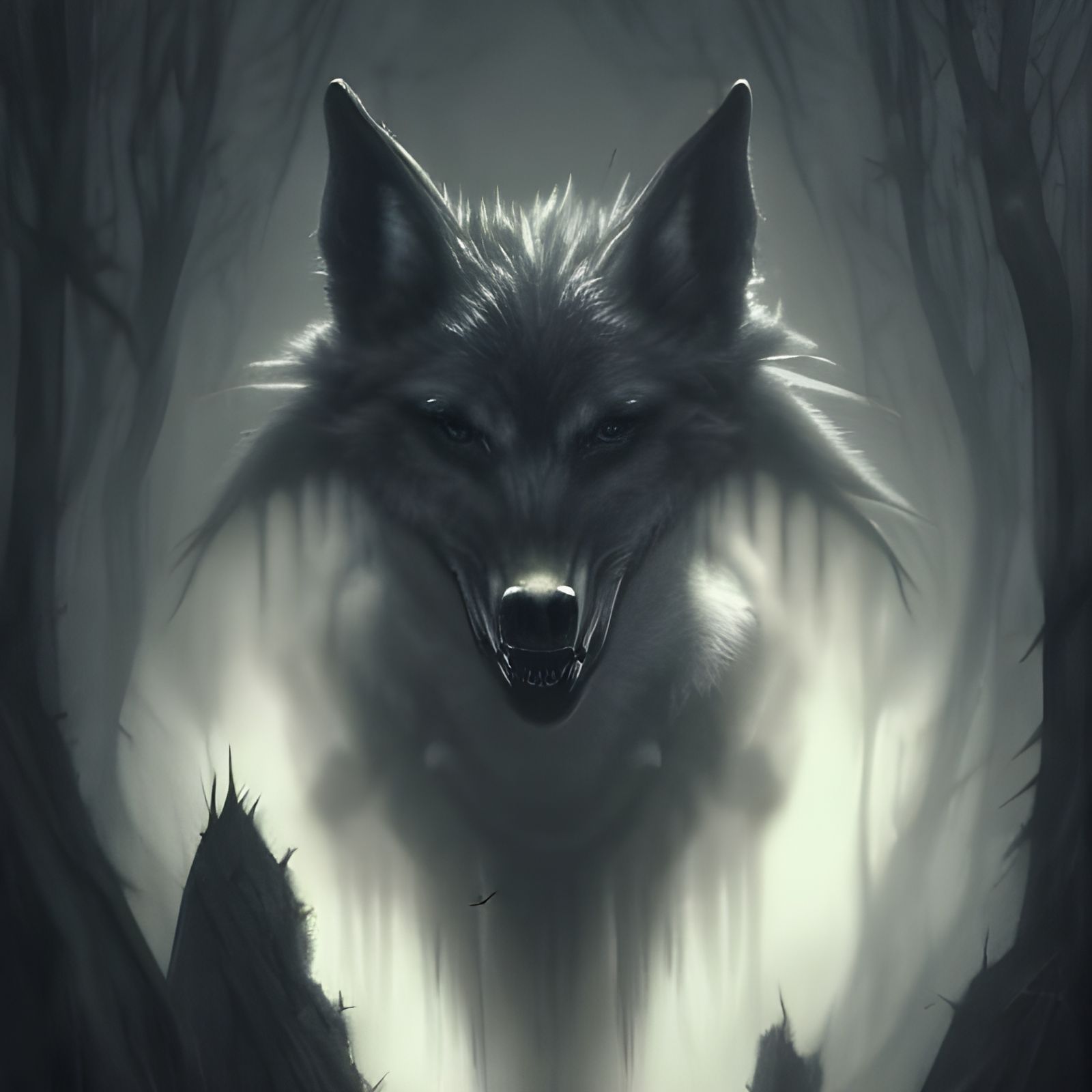 Hyper-Realistic Werewolf in Dark Witchcore Style