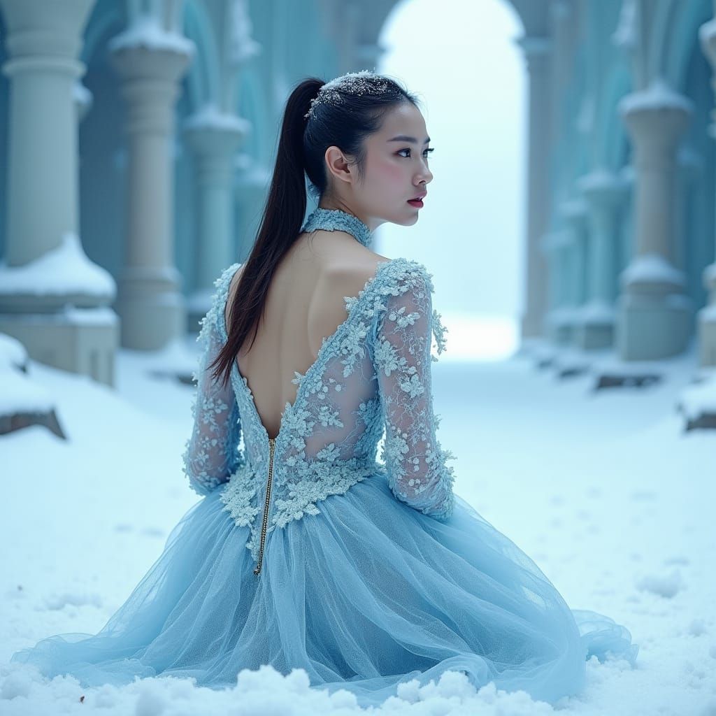 Icy Gown in Winter Palace, Concept Art Style
