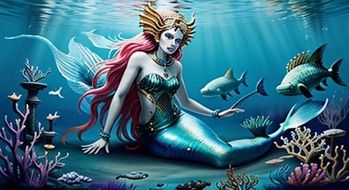 Biopunk Mermaid Goddess Illustration