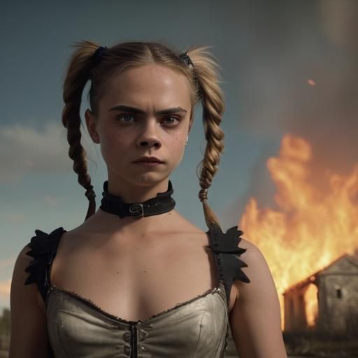 Cinematic Portrait of Woman with Flaming Gun