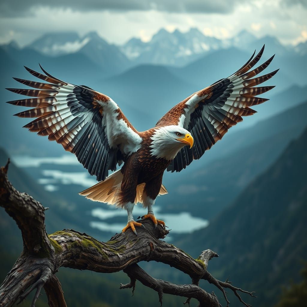 Eagle Takes Flight from Scots Pine Branch in Breathtaking Mo...