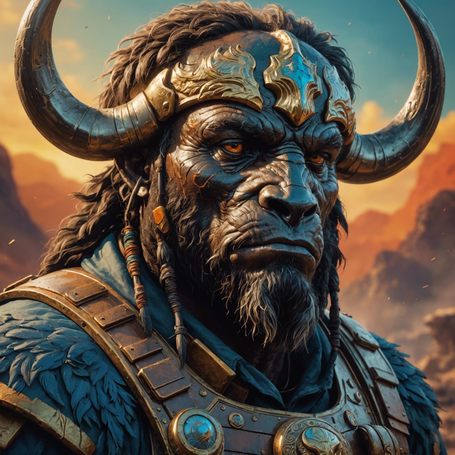 Buffalo Soldier in Hyperrealistic Splash Art