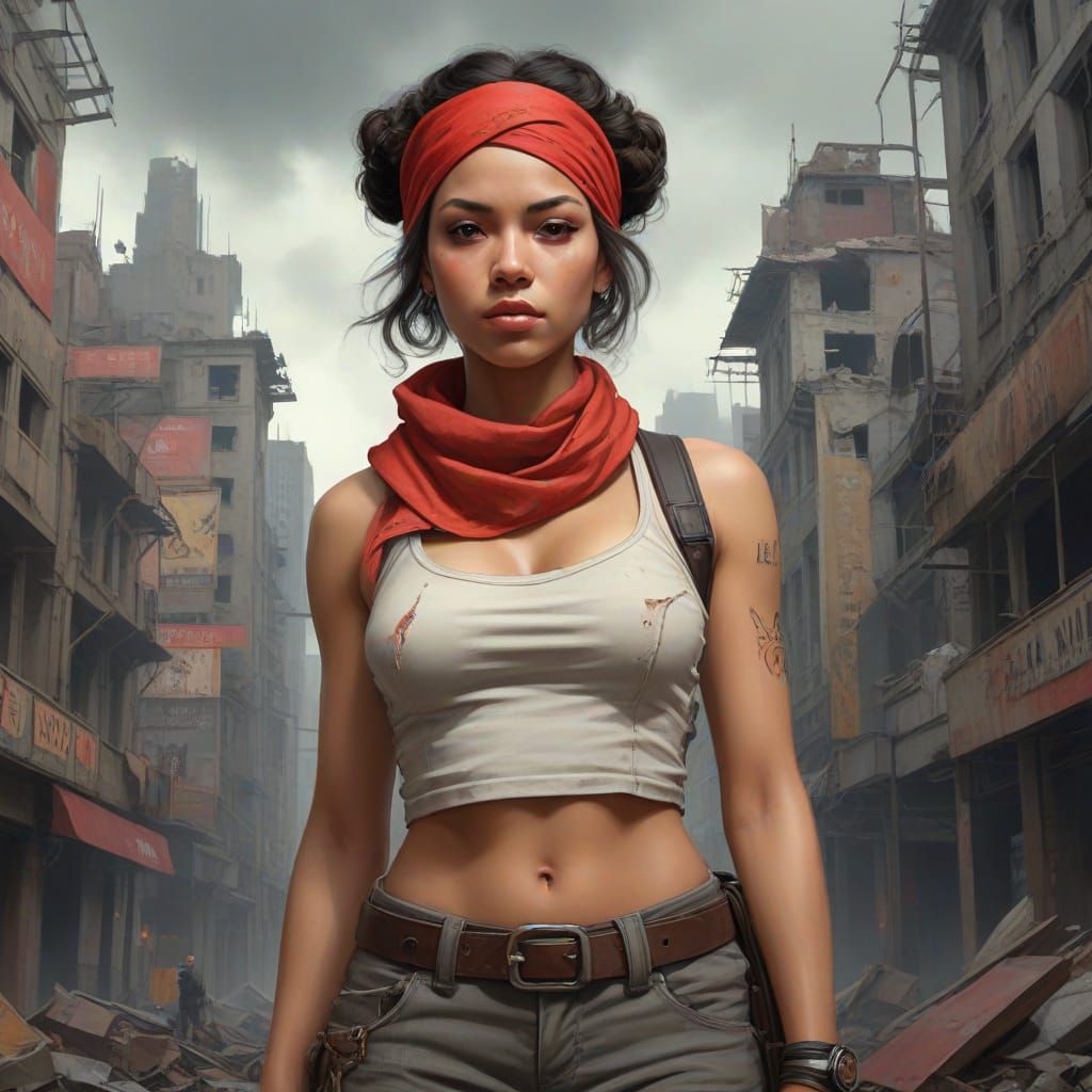 Post-Apocalyptic Warrior in Semi-Realism Style