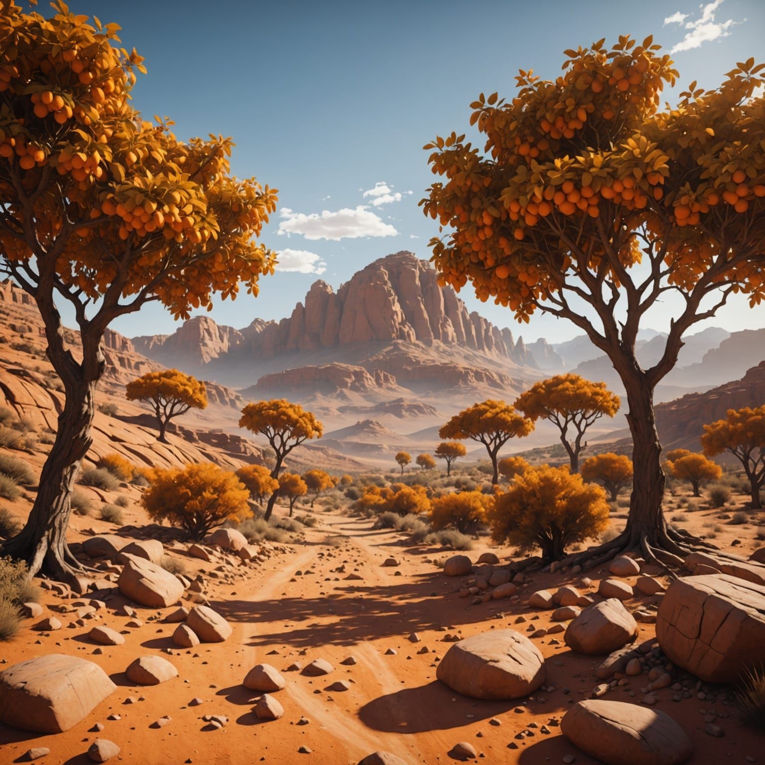 Eerie Orange Landscape in Unreal Engine Style
