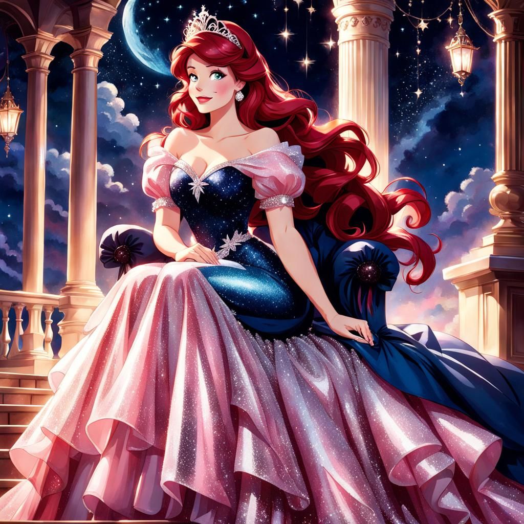 Ariel in Pink Ballgown, Kinkade Fantasy Anime