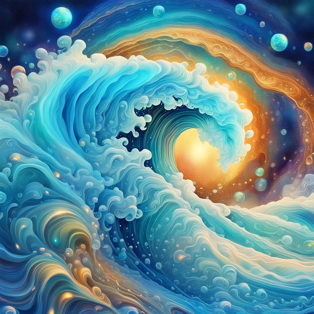 Cosmic Blue Wave Lapping White Sand