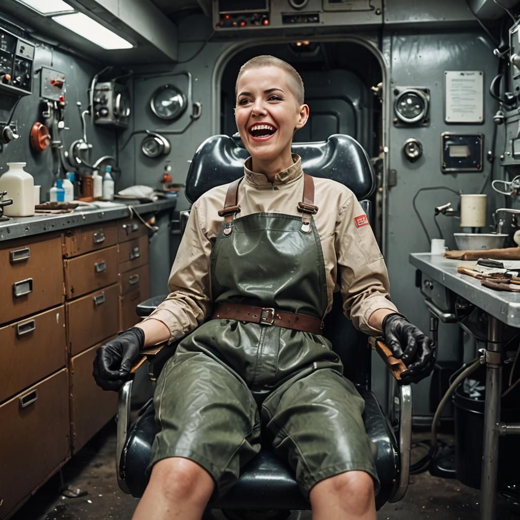 Spacefreighter Dental Checkup: Exhausted Worker Portrait