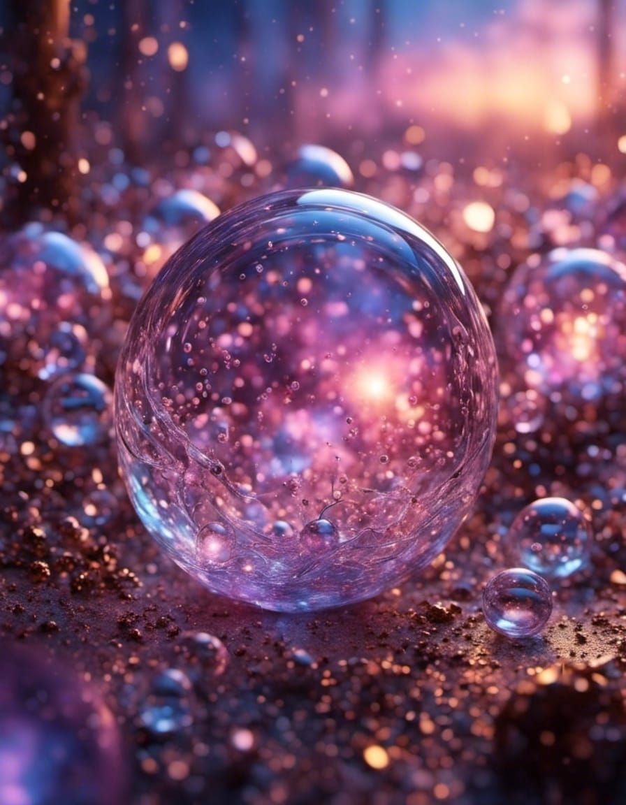 Sparkling Bubbles in Watercolor with Intricate Details
