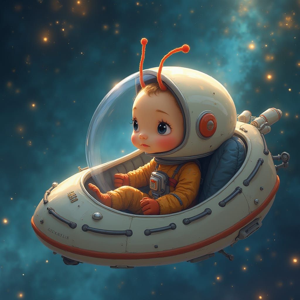 Surreal Whimsical Ant Astronaut Explores Cosmic Milk Nebula ...