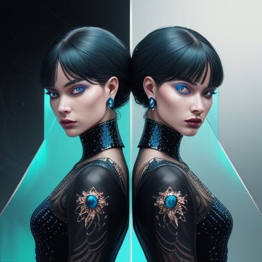 Symmetrical Twins in Vogue-Inspired Fashion Photography