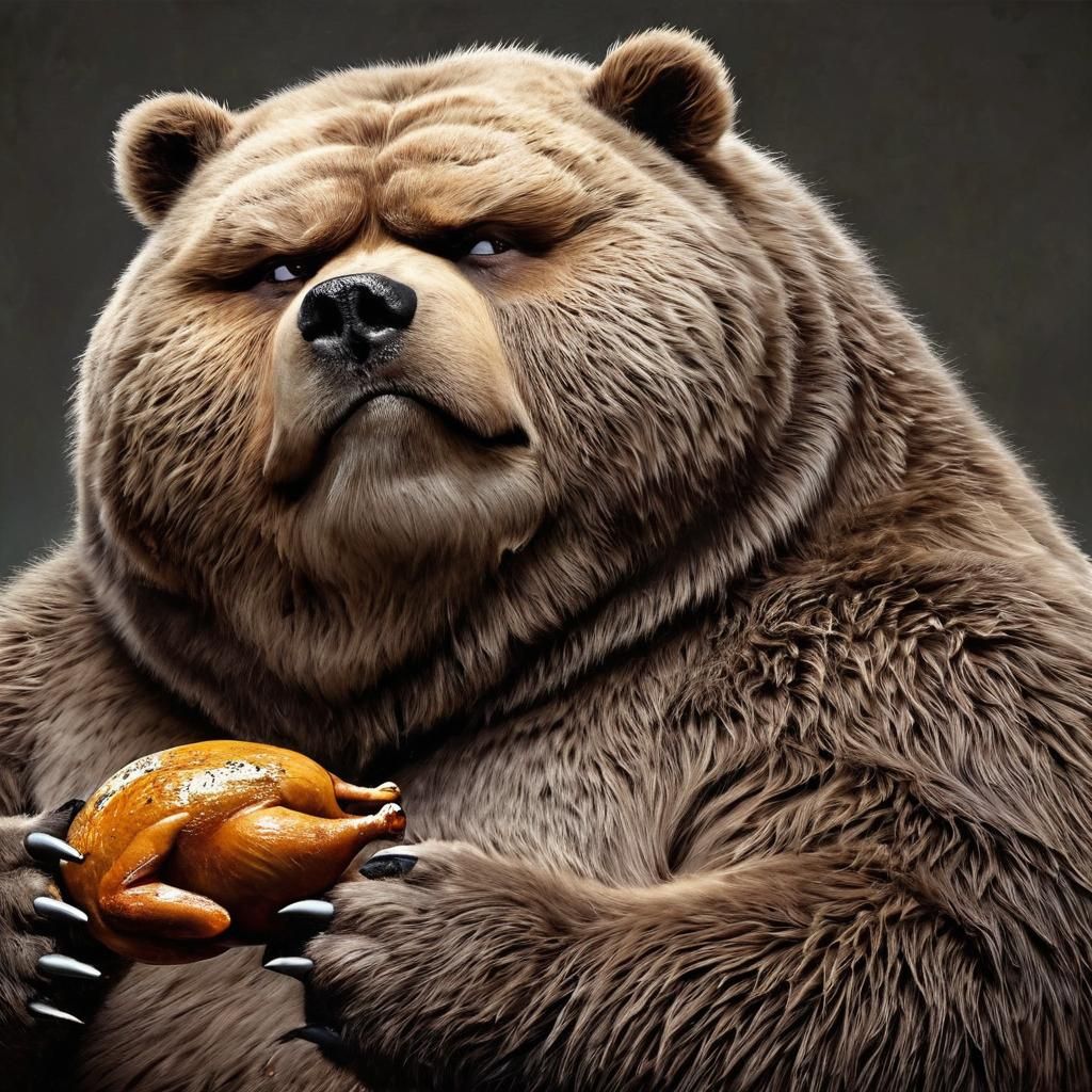 Disdainful Grizzly Bear Portrayed with Comical Sneer