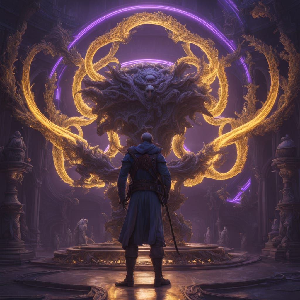 Mythical Fractal Creature in Dark Fantasy Style