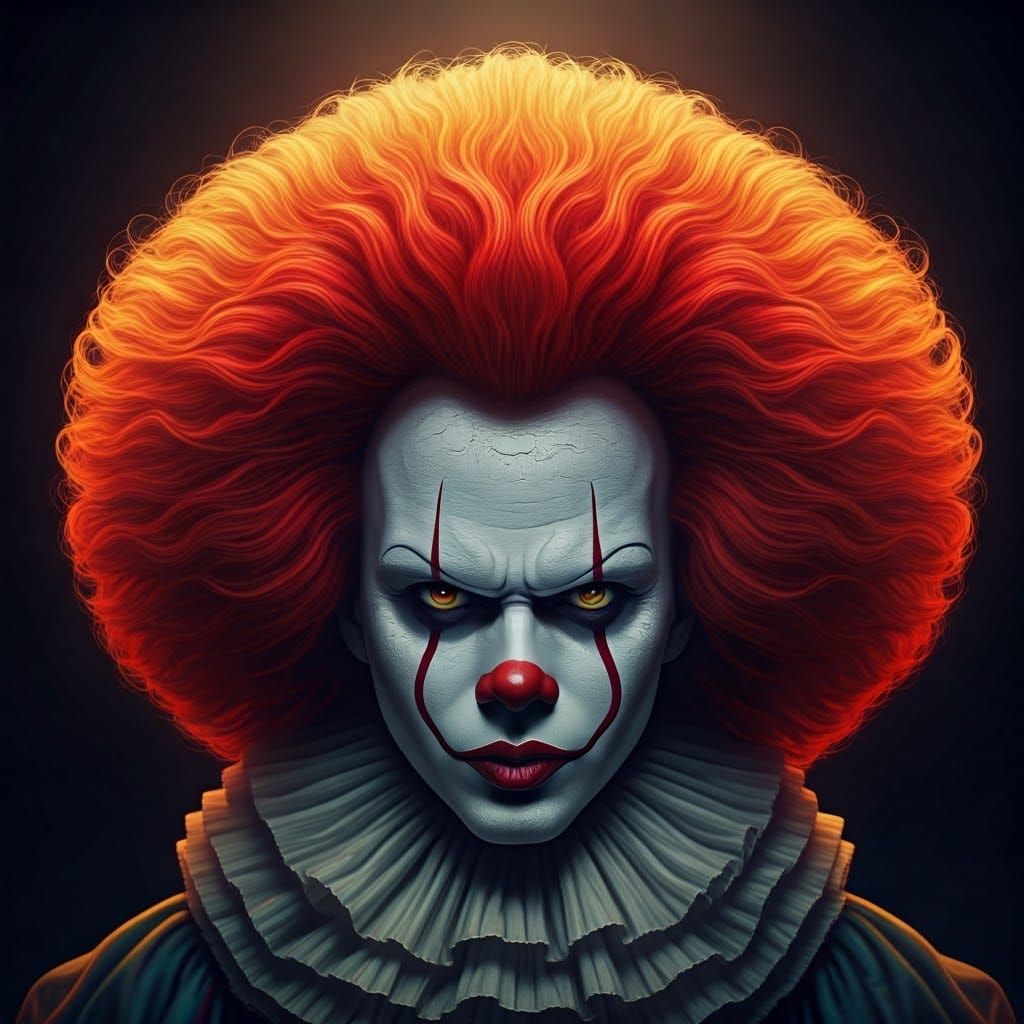 Majestic Clown Hair Crown in Film Noir Style