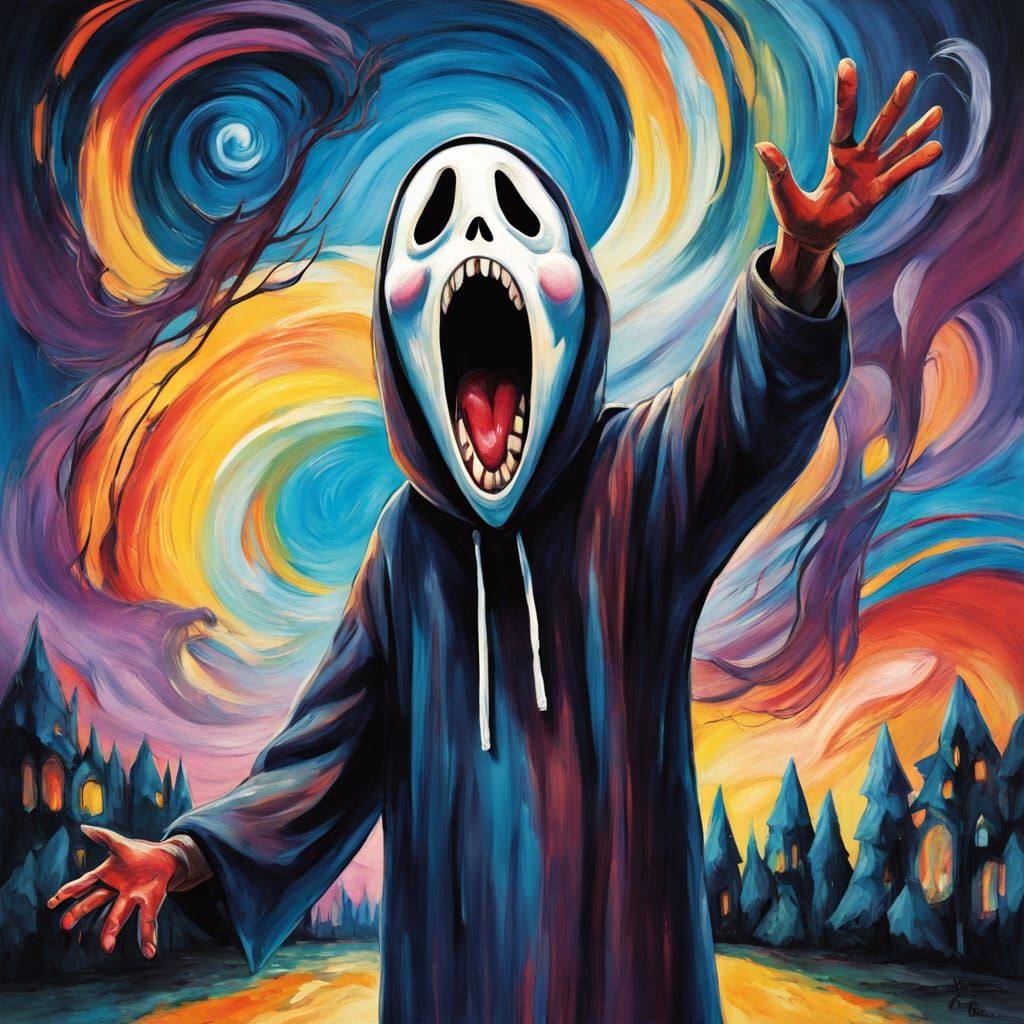 Whimsical Anime-Inspired Scream Masterpiece