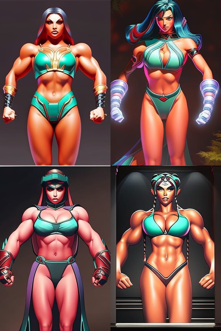 Bodybuilder as King of Fighters Character, Digital Art