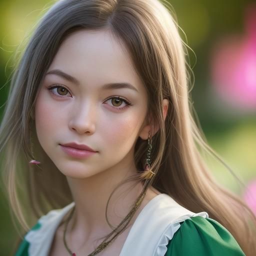 Fairy in Victorian Dress Dancing Among Roses