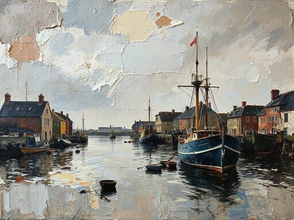 Rustic 19th Century Port in Impasto Style