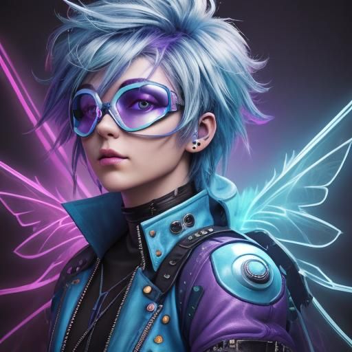Pixie Punk Portrait with Neon Details