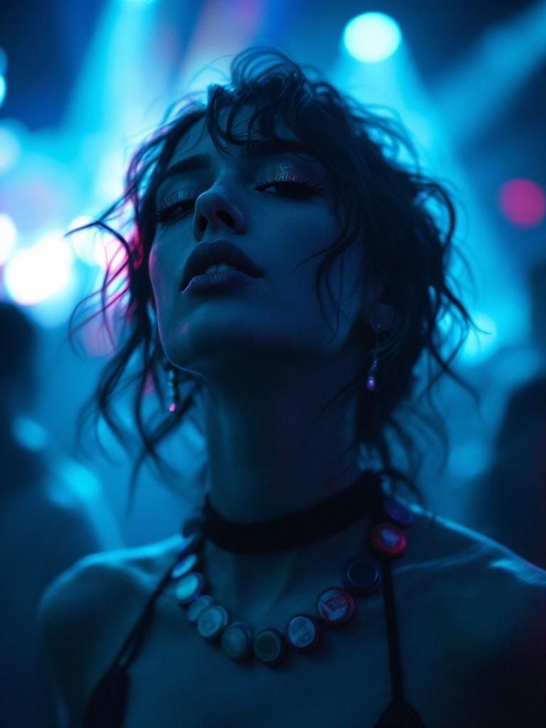 Silent Disco Dancer with Bottlecap Necklace