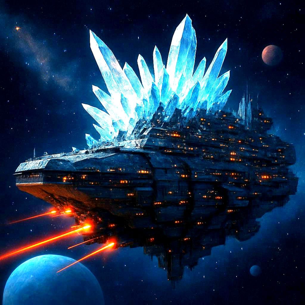 Gigantic Crystal Mothership in Deep Space