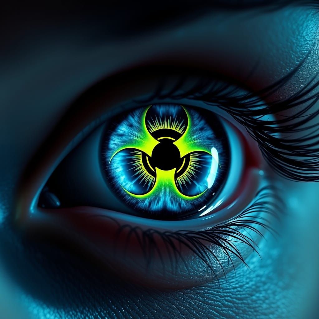 Gothic Woman's Eye with Biohazard Iris