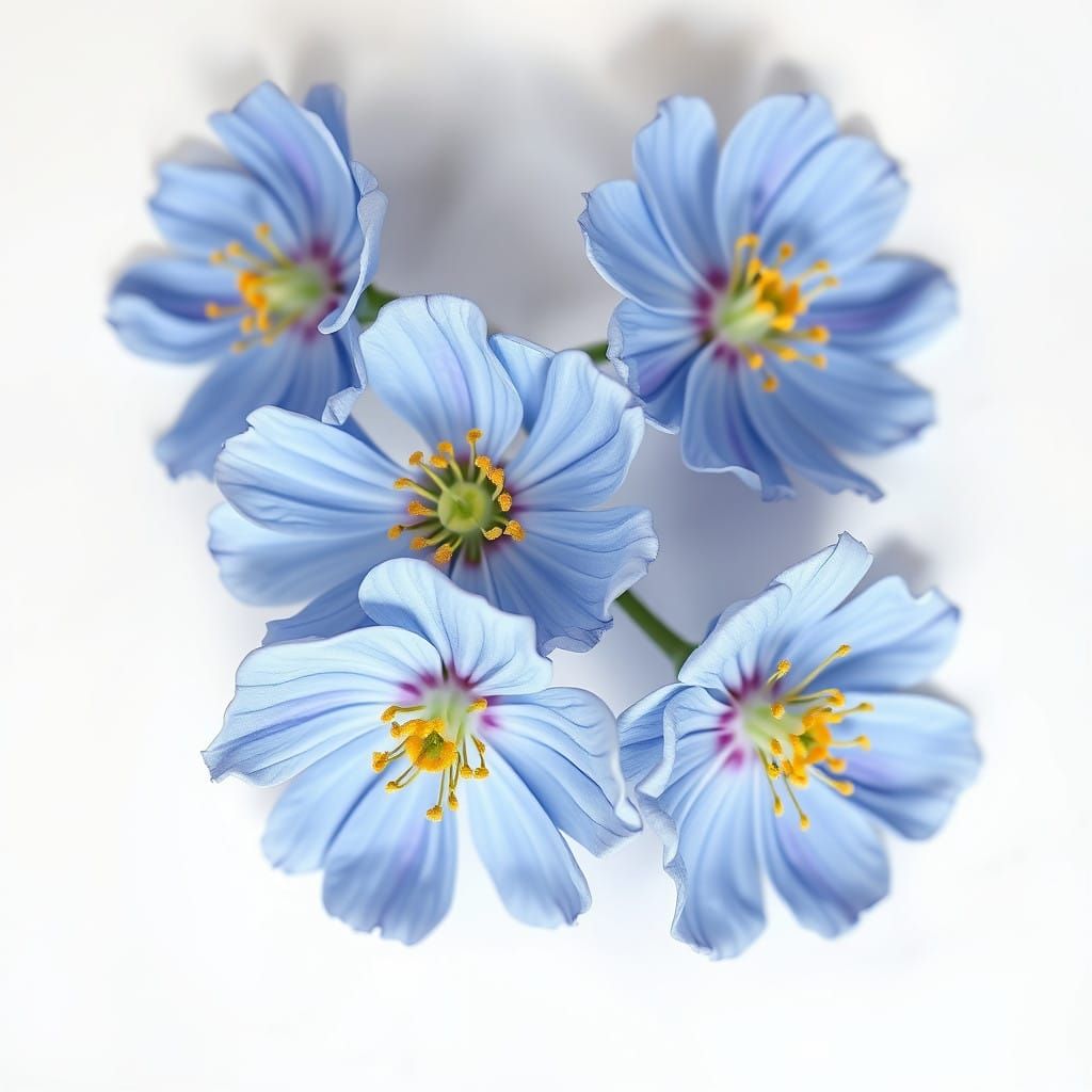 Delicate Blue Flowers in a Soft, White Light