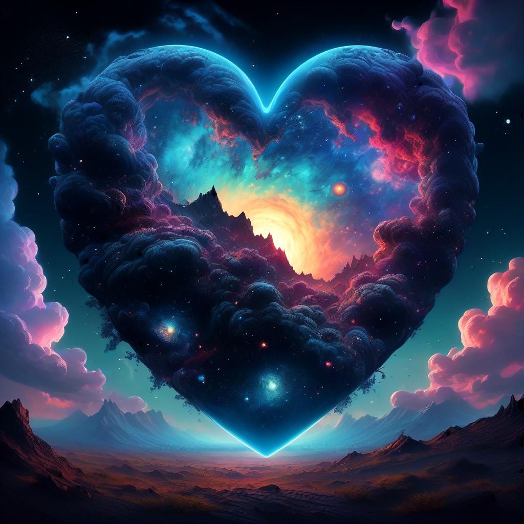 Celestial Heart Ascends from Starry Void
