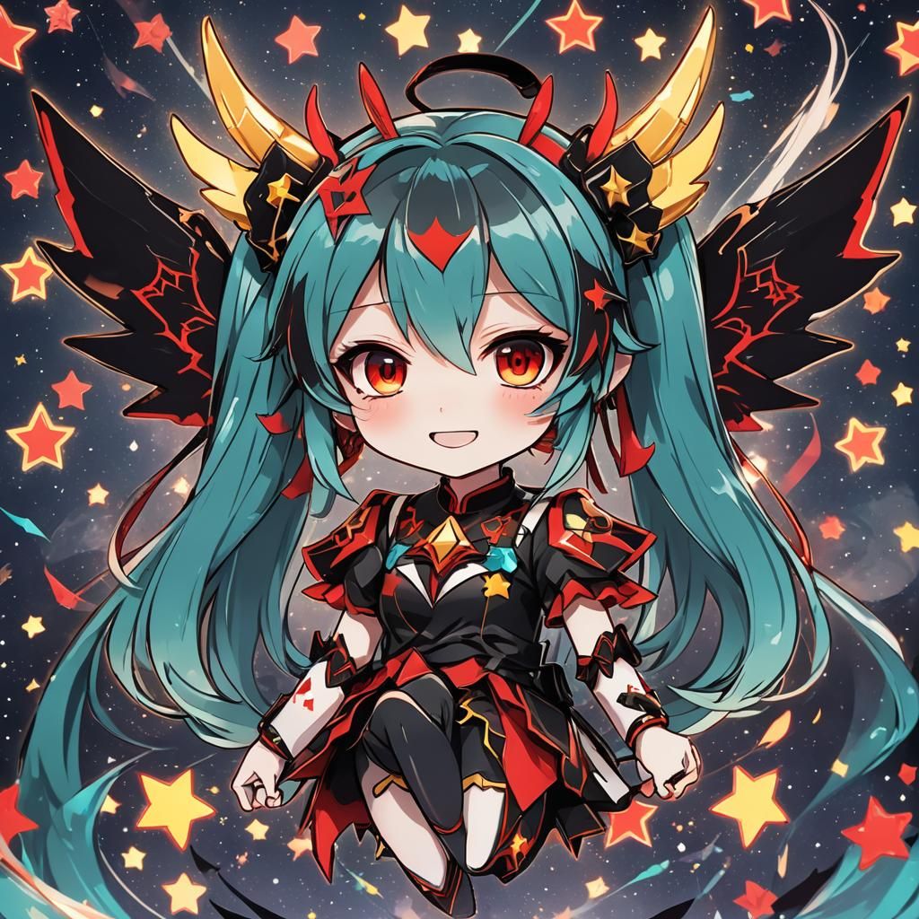 Demonic Chibi Hatsune Miku in Manga Style